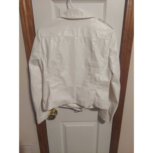 BB DAKOTA It's Electric Moto Jacket Belted Buckle Notch Collar White Size M - Picture 7 of 11